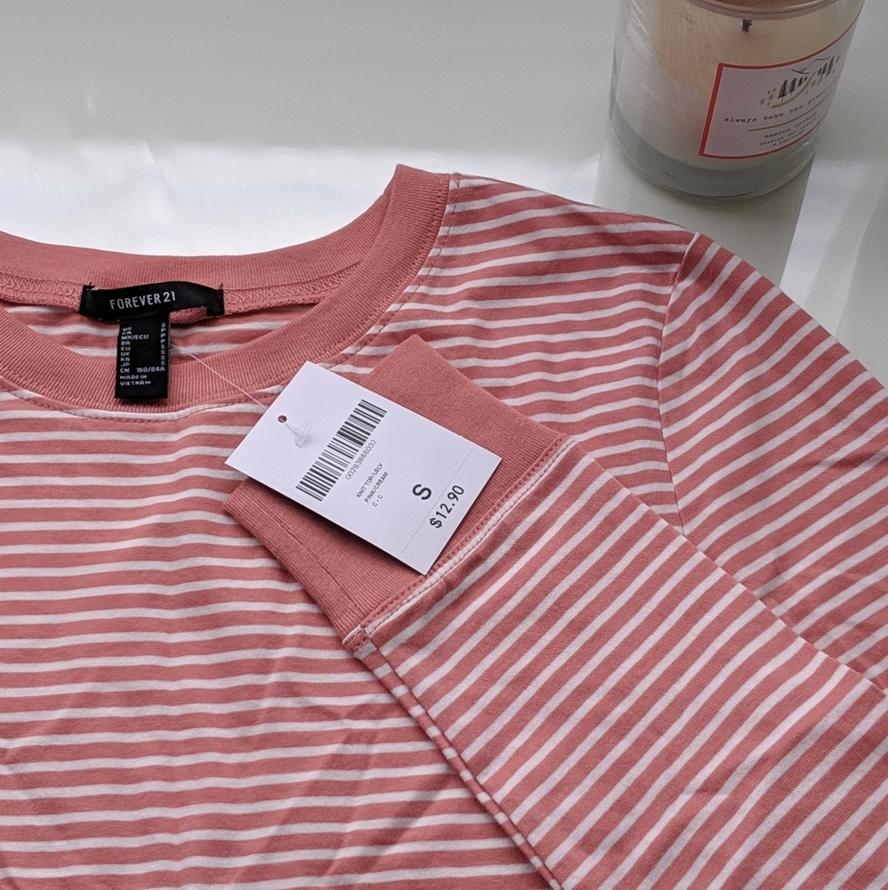 Forever 21 Pink Striped Long Sleeve